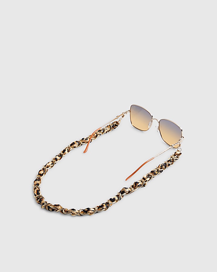 Beige Leopard Sunglasses Chain