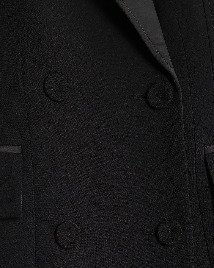 Black Cinched Waist Blazer Dress