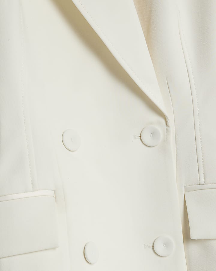 Cream Tuxedo Cinch Blazer Dress