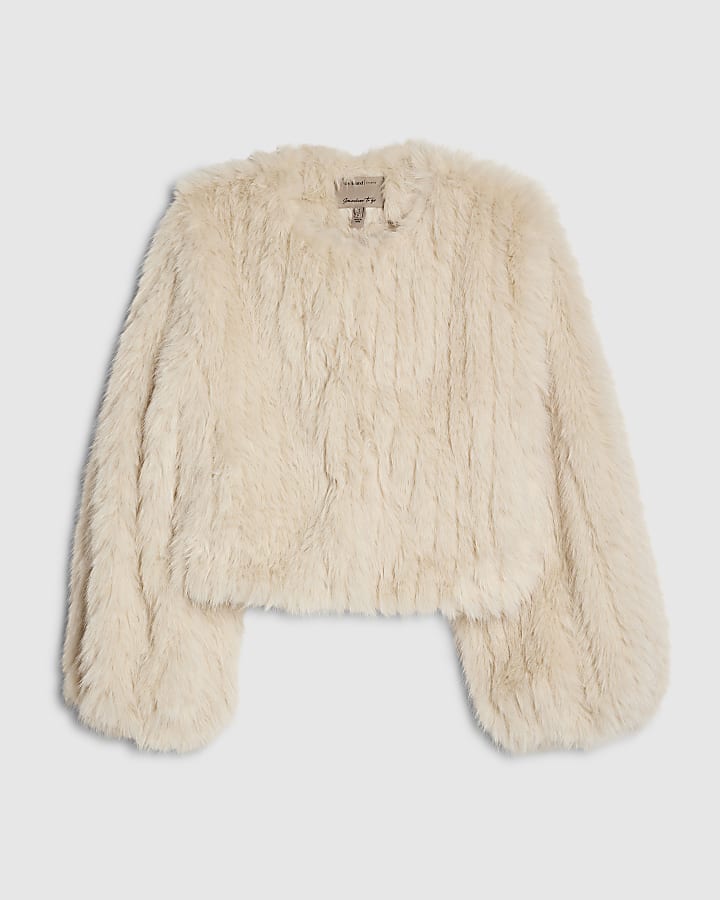 Cream Short Pelted Faux Fur Jacket