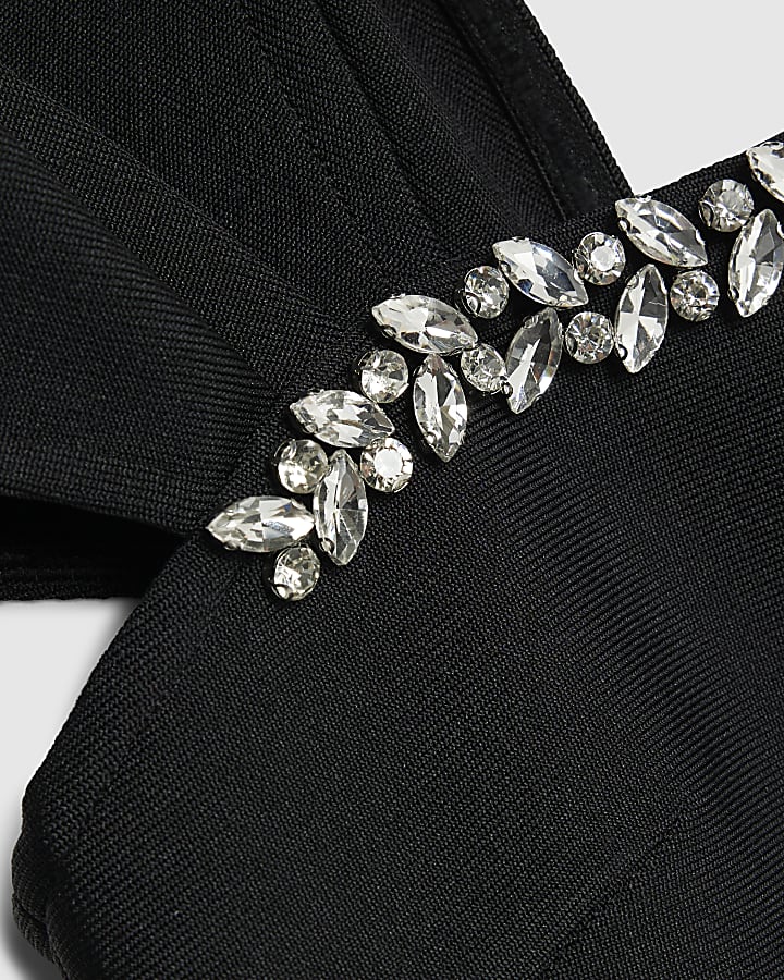 Black Embellished Bandage Mini Dress