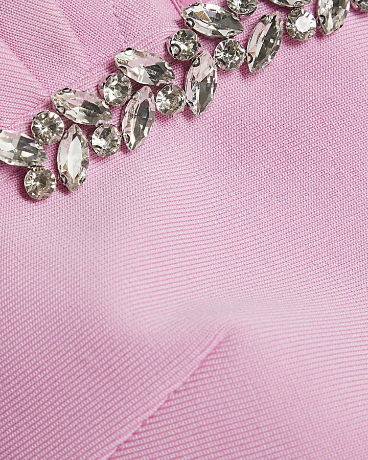 Pink Bandage Short Sleeve Embellished Top