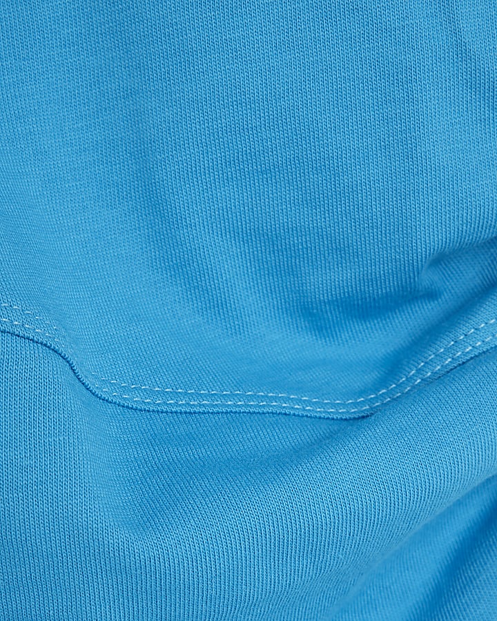 Blue Short Sleeve Drape Side T-shirt
