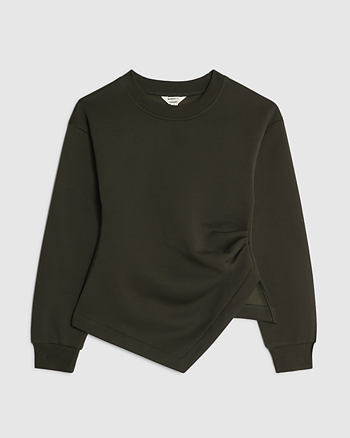 Green Long Sleeve Draped Sweatshirt