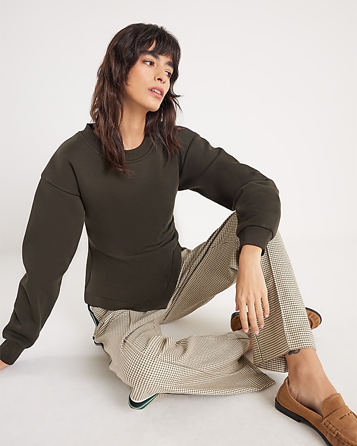 Green Long Sleeve Draped Sweatshirt