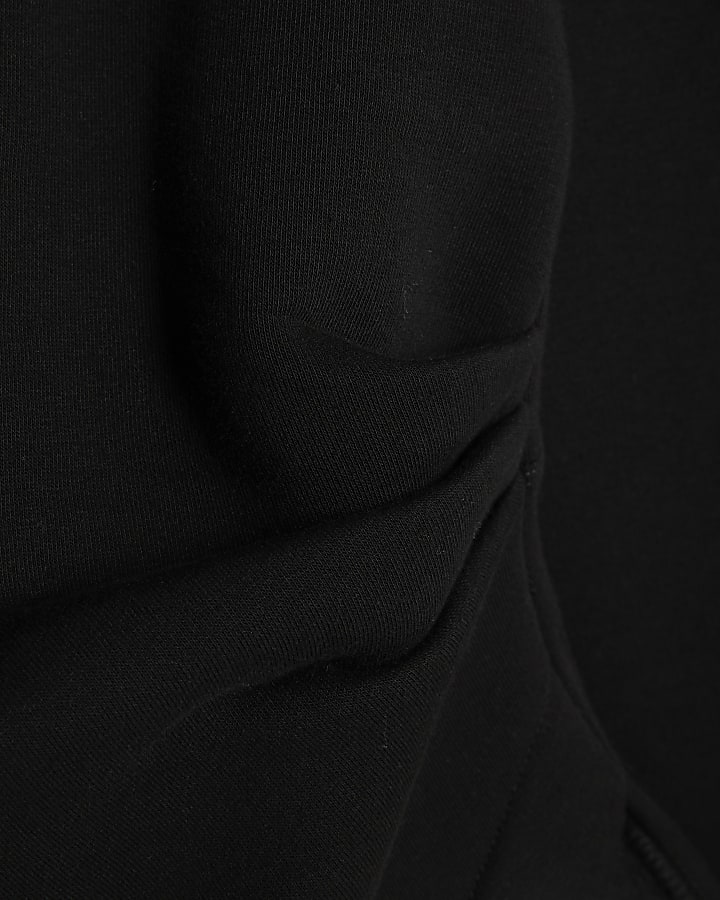 Black Long Sleeve Drape Sweatshirt