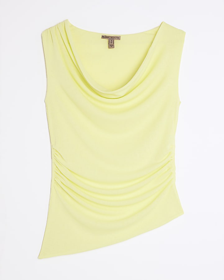 Yellow Cowl Sleeveless Top