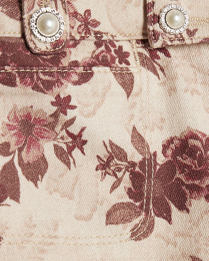 Red Floral Relaxed Flare Jeans