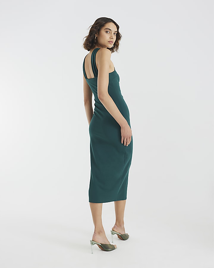 Green Halter Neck Midi Dress