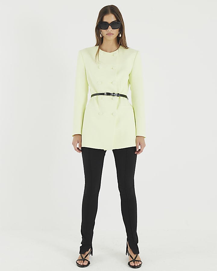 Green Structured Belted Blazer