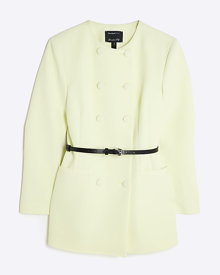Green Structured Belted Blazer