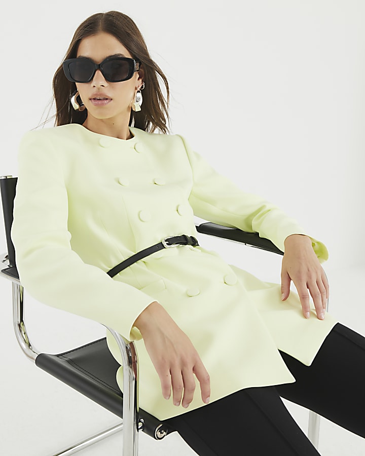 Green Structured Belted Blazer