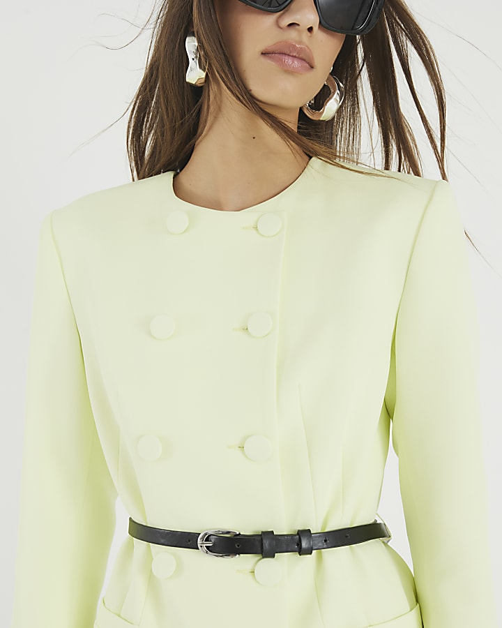 Green Structured Belted Blazer