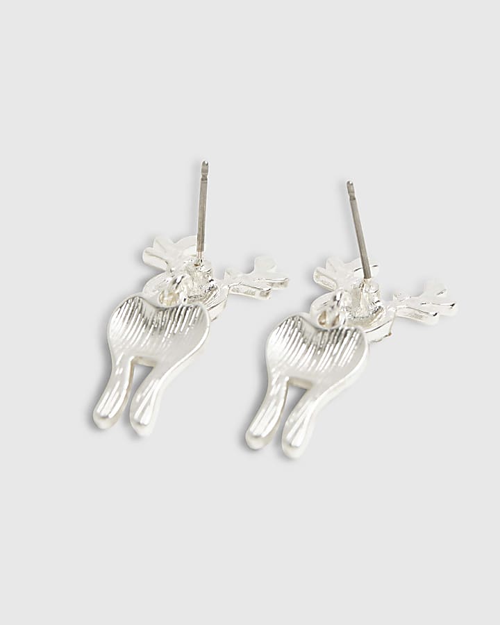 Silver Reindeer Stud Earrings