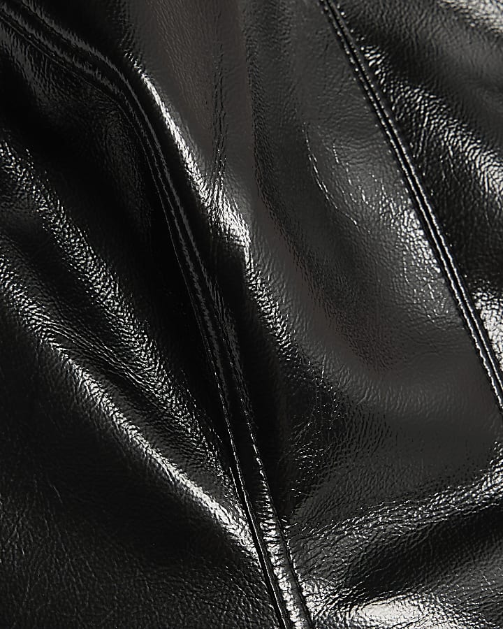 Black Bow Back High Shine Mini Dress