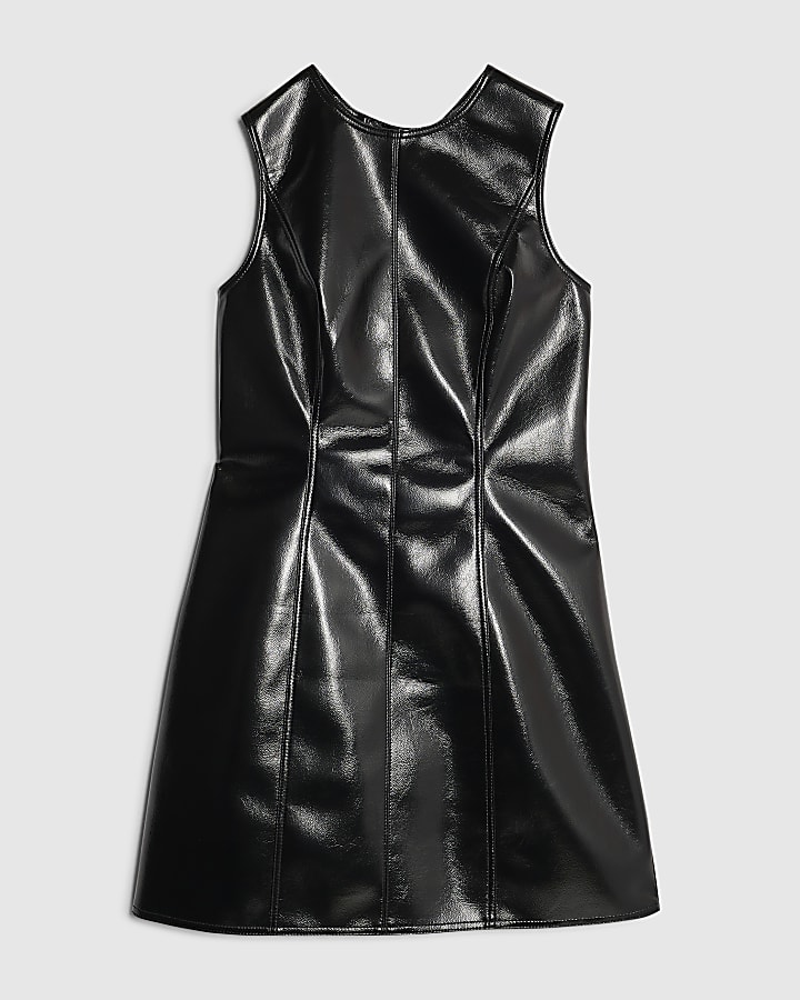 Black Bow Back High Shine Mini Dress