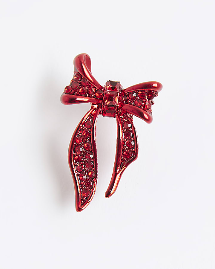 Red Bow Stud Earrings
