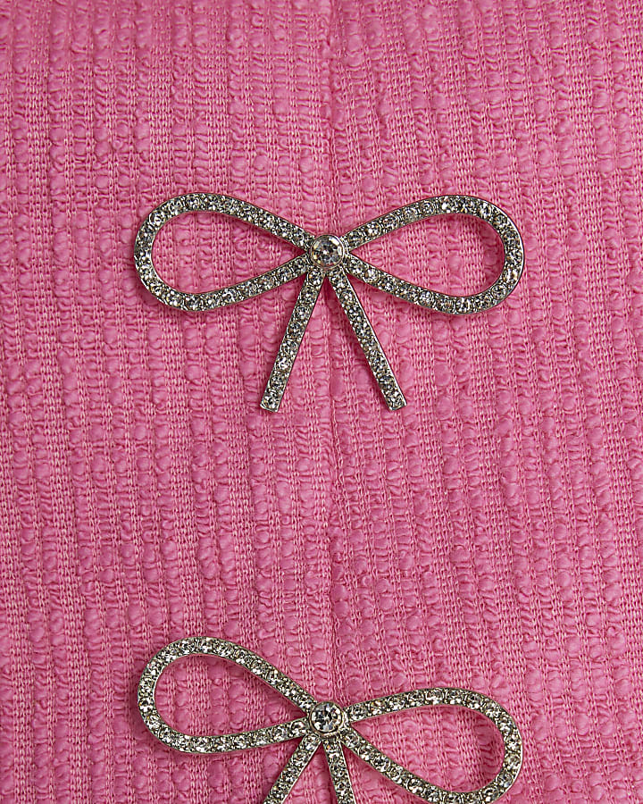 Pink Sleeveless Bow Detail Bandeau Waistcoat