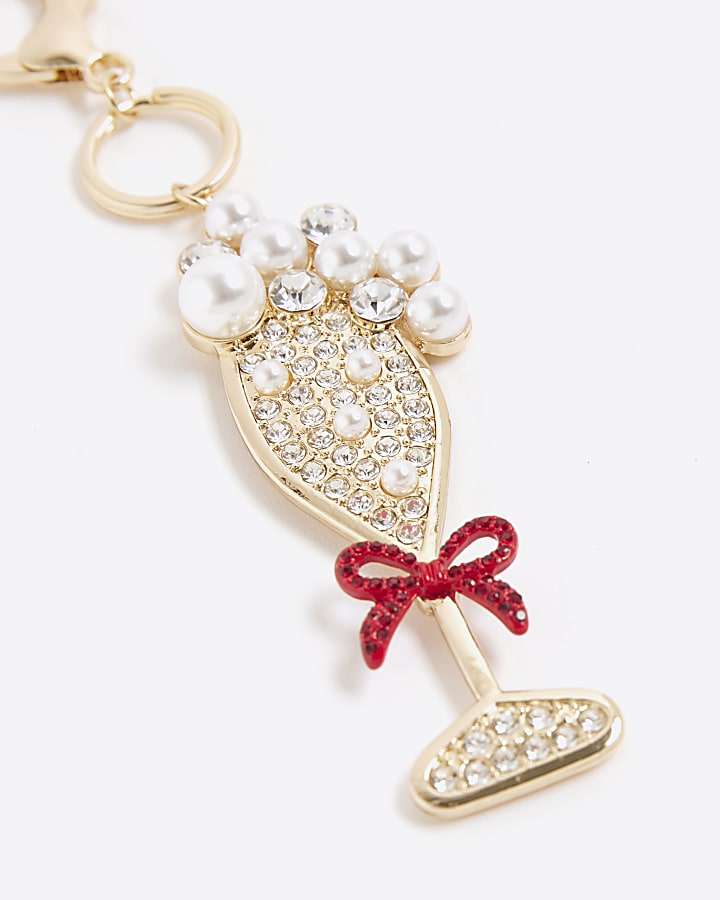 Gold Champagne Pearl Bag Charm