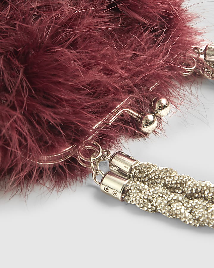 Red Diamante Feather Clutch bag