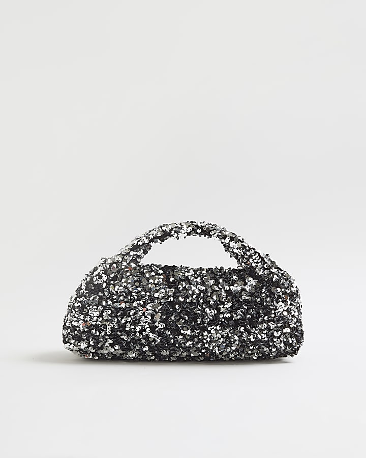 Silver Sequin Clutch Bag