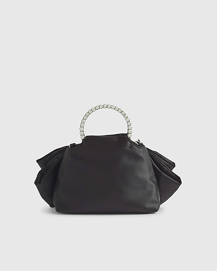 Black Diamante Bow Clutch Bag