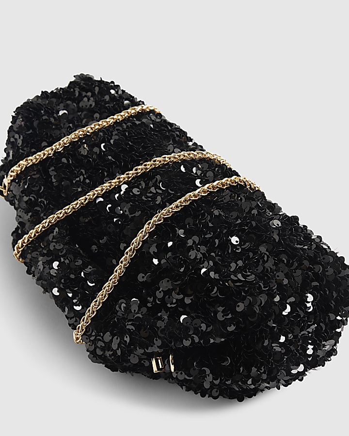 Black Sequin Grab Clutch bag