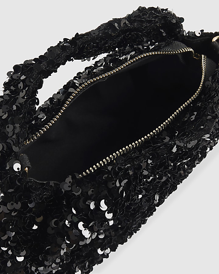 Black Sequin Grab Clutch bag