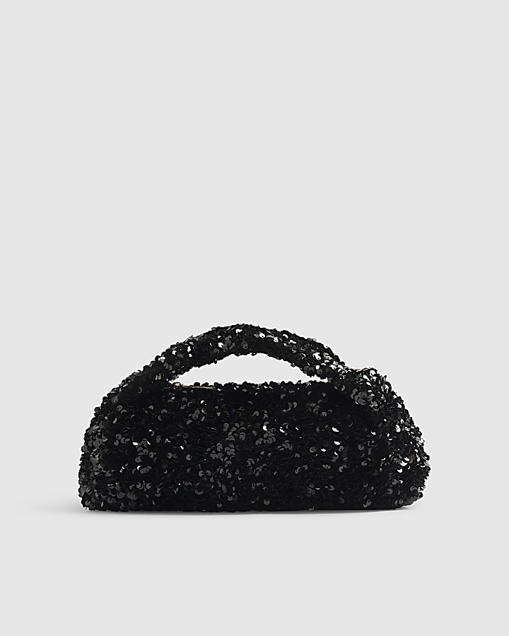 Black Sequin Grab Clutch bag