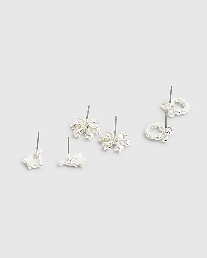 Silver 3 Pack Christmas Stud Earrings