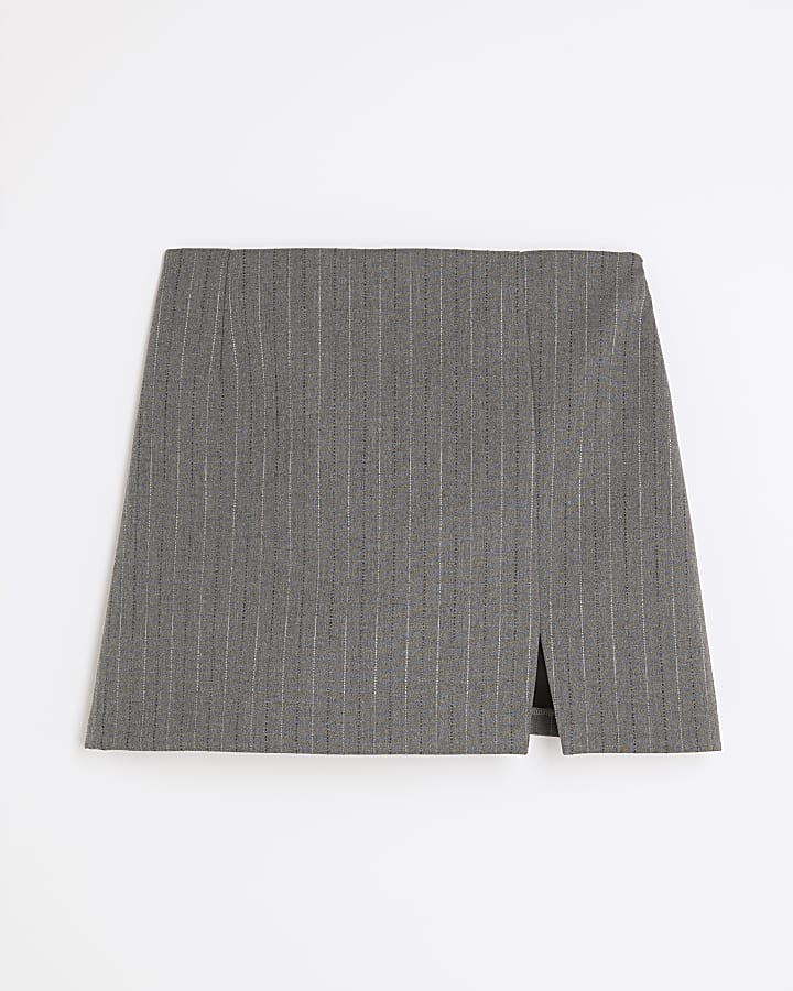 Grey Striped Split Front Skort