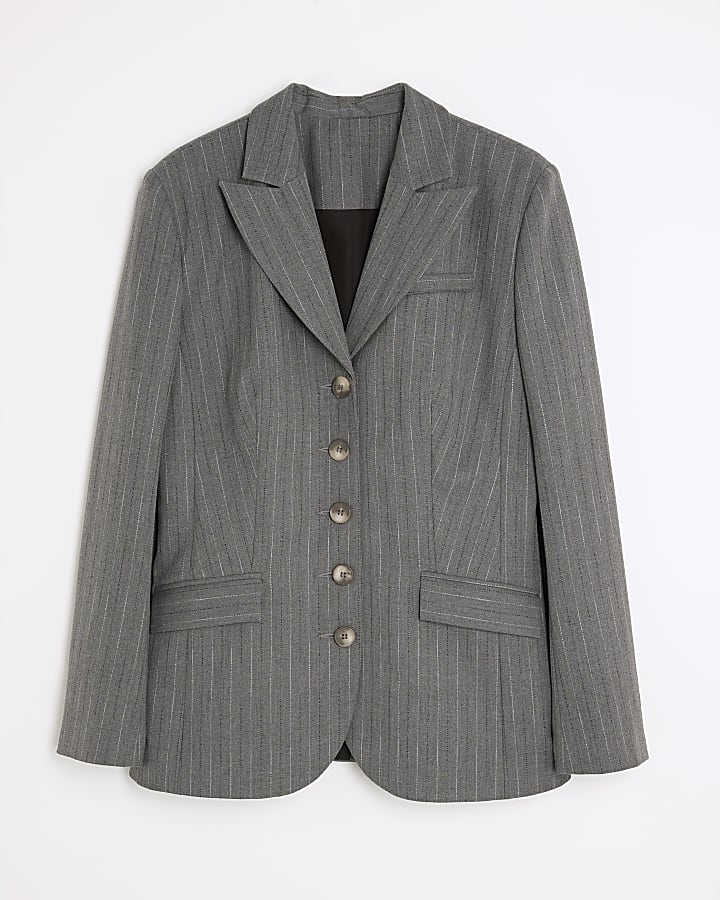 Grey long sleeve Striped Blazer