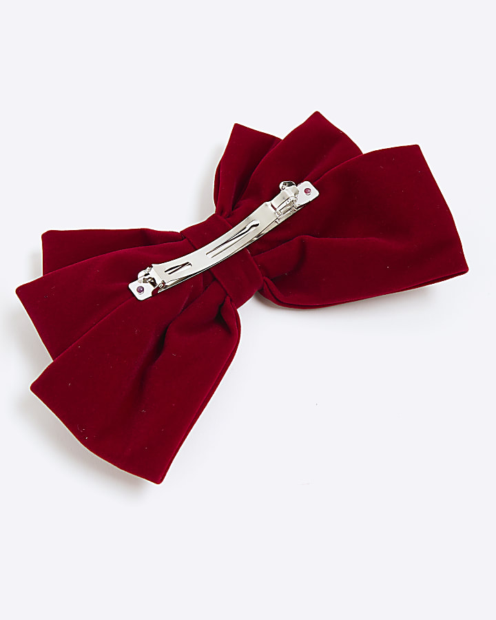Red Christmas Velvet Bow Hair Clip