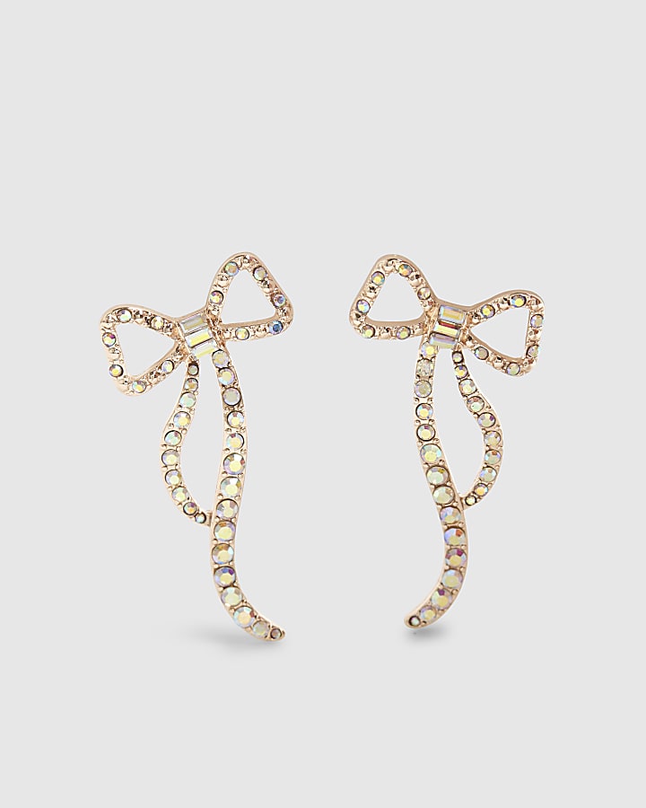 Silver Bow Stud Earrings