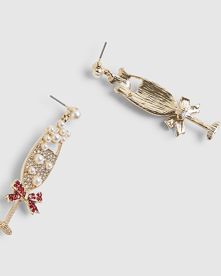 Gold Pearl Champagne Drop Earrings