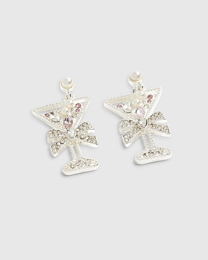 Silver Cocktail Drop Earrings