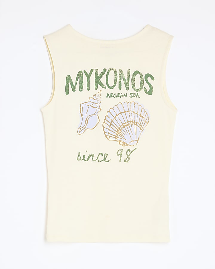 Cream Sleeveless Mykonos Shell Tank Top