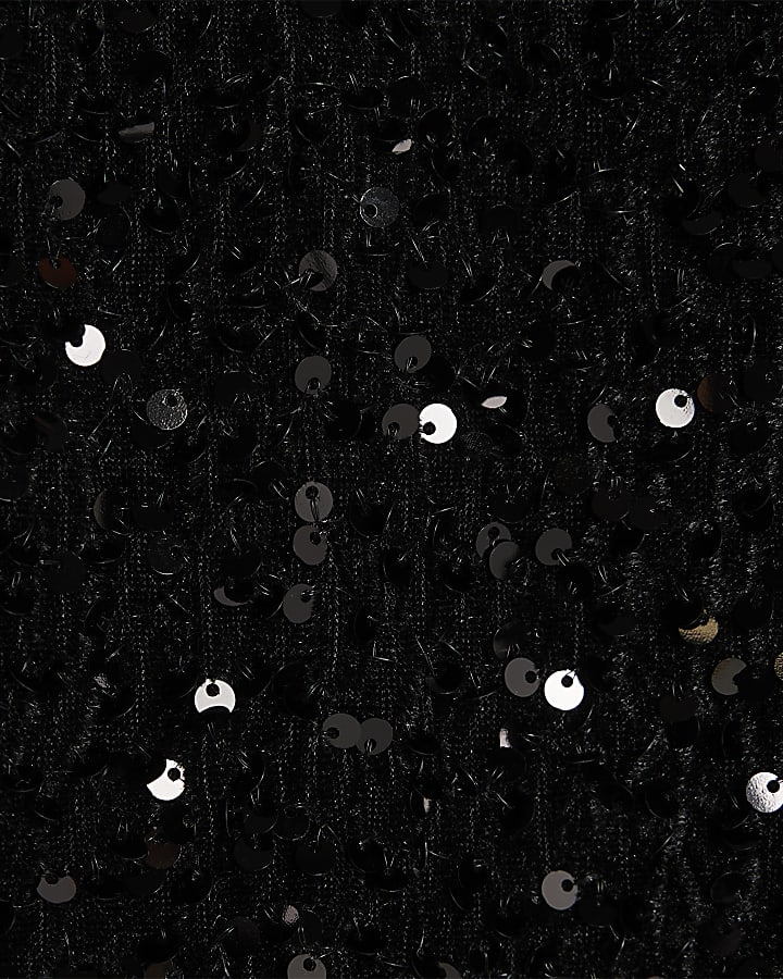 Black Pull On Velvet Sequin Trousers