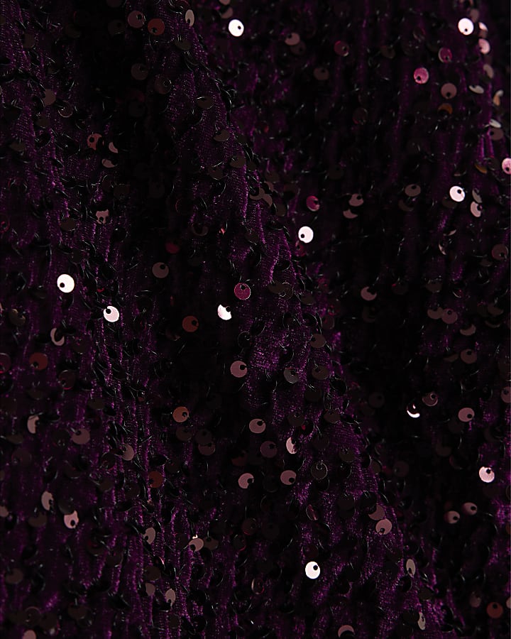 Purple Velvet Long Sleeve Cut Out Top