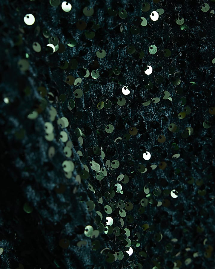 Green Velvet Long Sleeve Cut Out Top