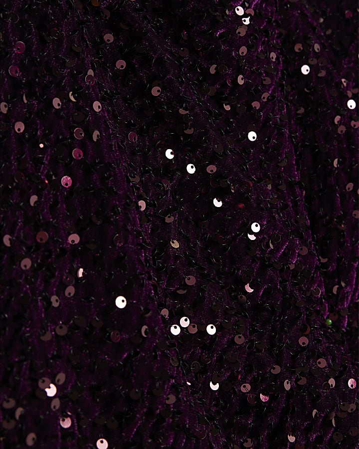 Purple Velvet Long Sleeve Cut Out Mini Dress