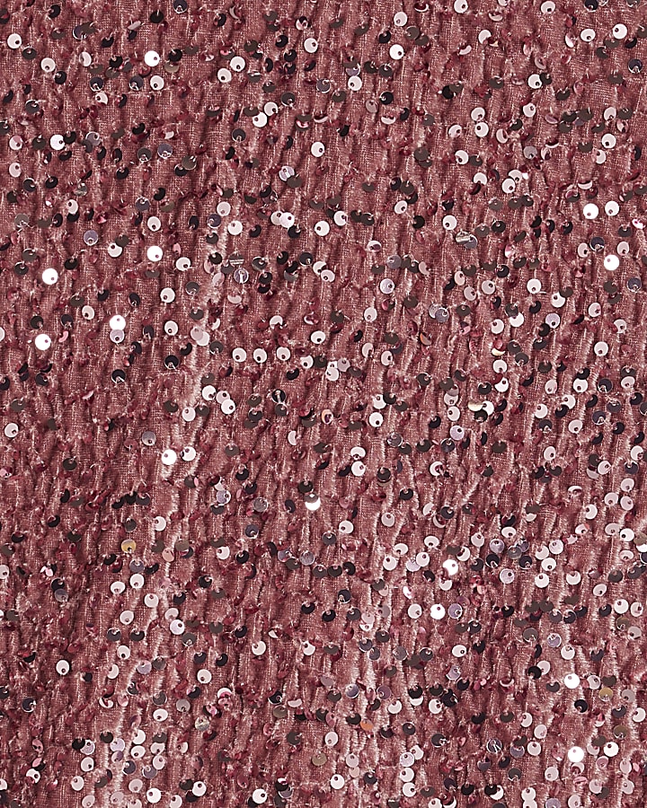 Pink Velvet Sequin Sleeveless Bow Back Top