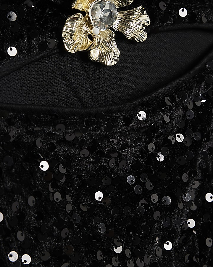 Black Velvet Long Sleeve Cut Out Mini Dress