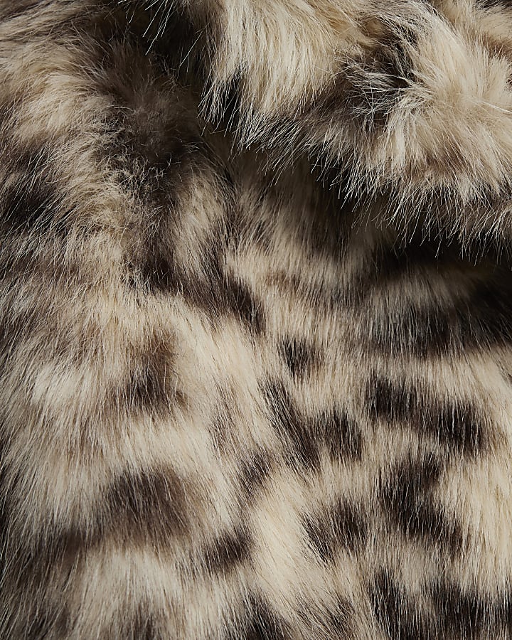 Brown Faux Fur Leopard Print Coat