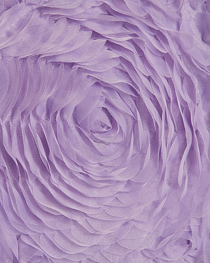 Purple Sleeveless 3D Rose Floral Mini Dress
