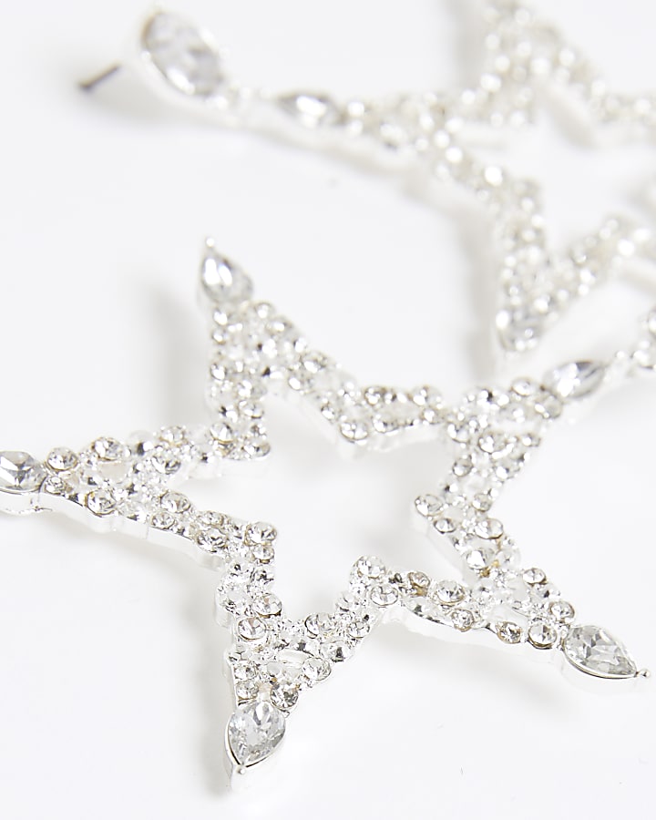 Silver Star Drop Earrings