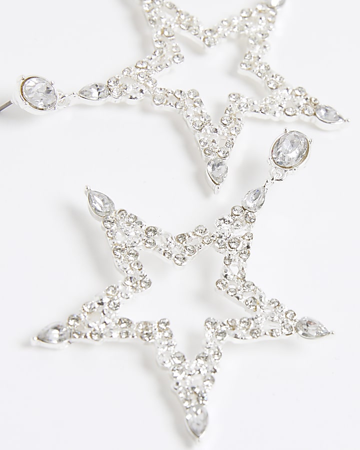 Silver Star Drop Earrings