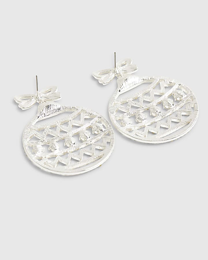 Silver Bauble Drop Earrings