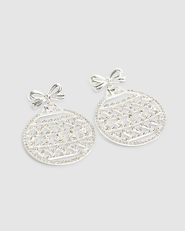 Silver Bauble Drop Earrings