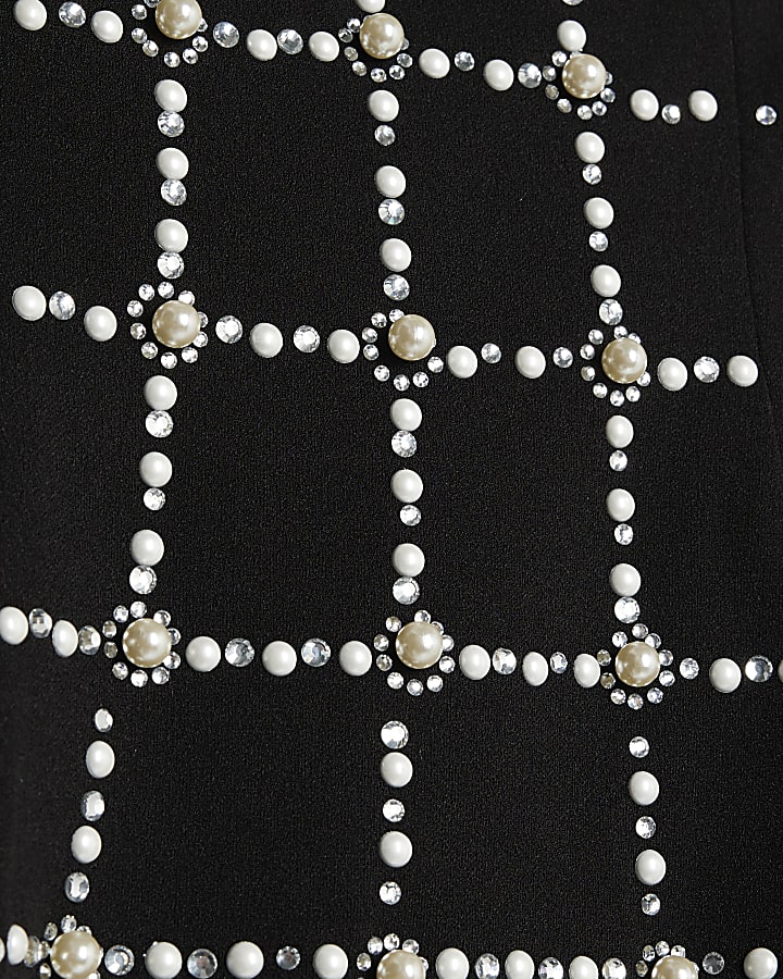 Black Pearl Embellished Mini Dress